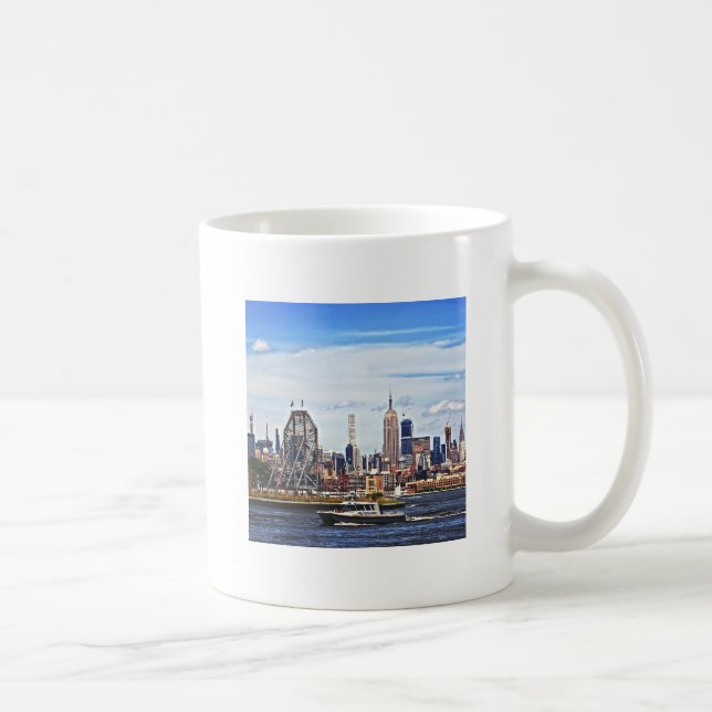 Jersey City NJ - Polizeiboot von Colgate Clock Kaffeetasse (Rechts)