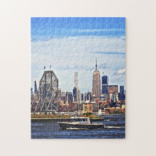 Jersey City NJ - Polizeiboot von Colgate Clock Puzzle (Vertikal)