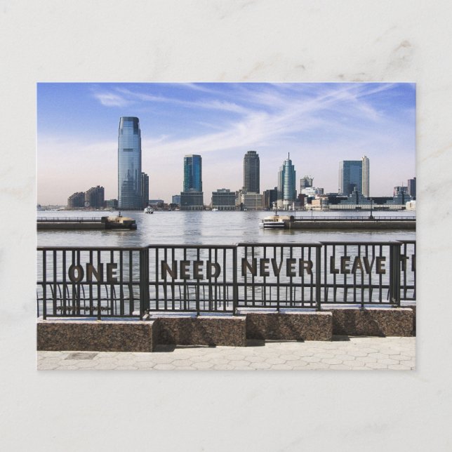 Jersey City Skyline One Need Verlass Postkarte (Vorderseite)