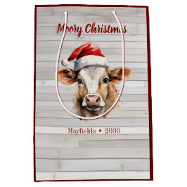 Jersey Cow Barn Wood "Moory Christmas" Mittlere Geschenktüte
