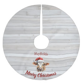 Jersey Cow Barn Wood "Moory Christmas" Polyester Weihnachtsbaumdecke