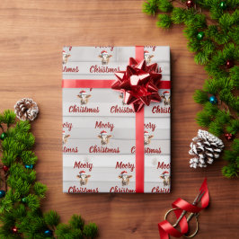Jersey Cow, Barnholz, Foto "Moory Christmas" Geschenkpapier