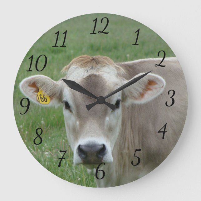 Jersey Cow Große Wanduhr (Vorderseite)