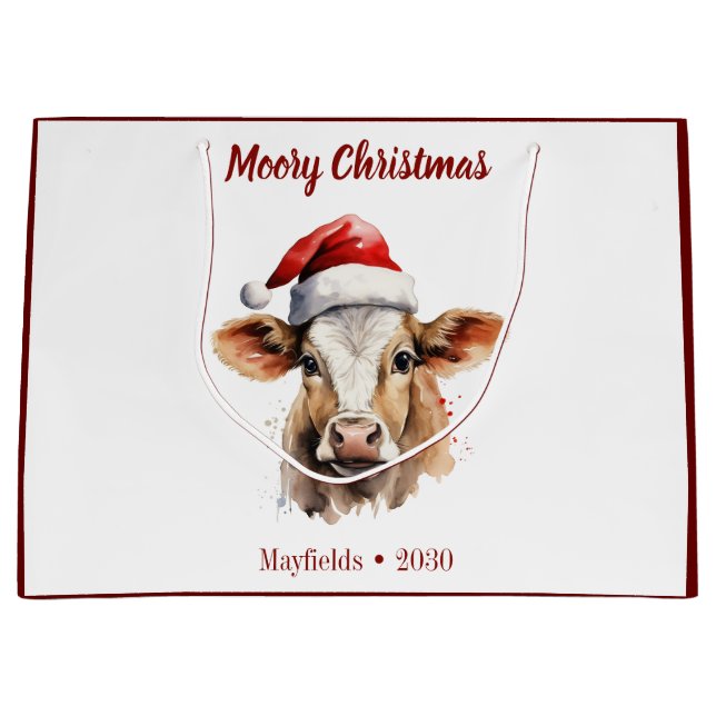 Jersey Cow "Moory Christmas" Große Geschenktüte (Vorderseite)