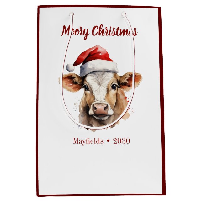 Jersey Cow "Moory Christmas" Mittlere Geschenktüte (Vorderseite)