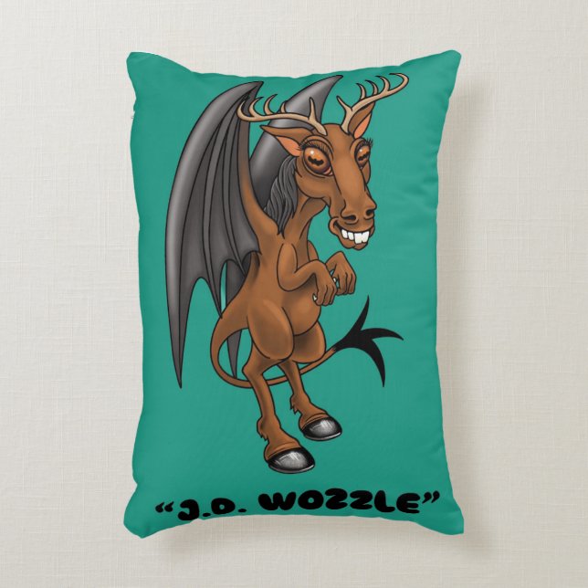 Jersey Devil "J.D. Wozzle" Cryptid Dekokissen (Vorderseite(Vertikal))