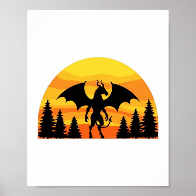 Jersey Devil Sonnenuntergang — Vintage Kryptid Poster (Vorne)