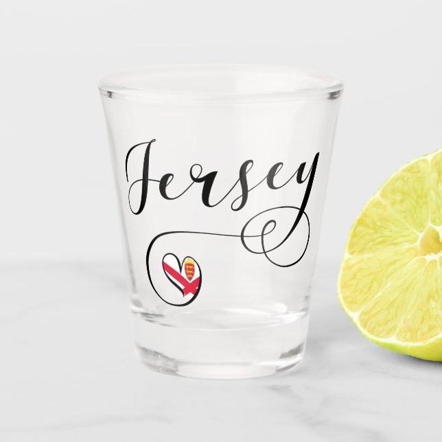 Jersey Flag Heart, Kanalinseln Schnapsglas (Vorderseite)