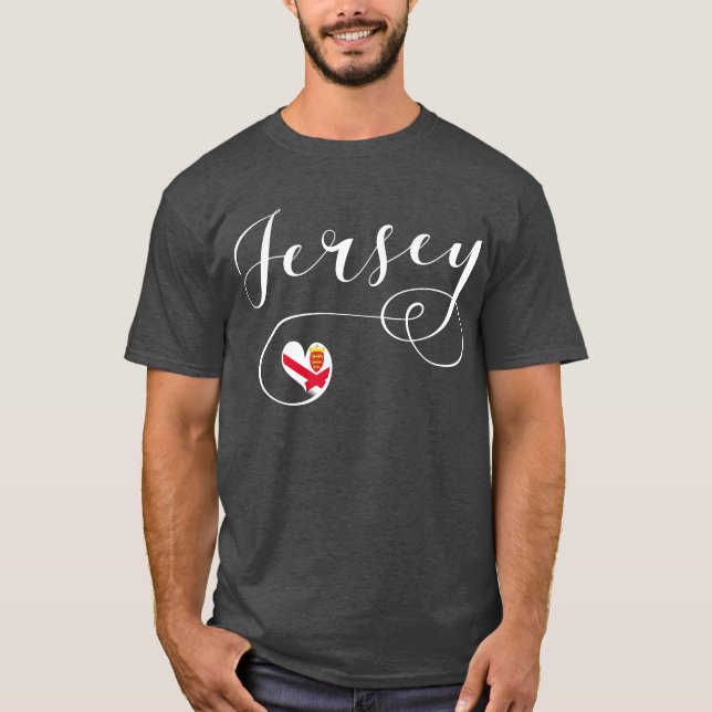 Jersey Flag Heart, Kanalinseln T-Shirt (Vorderseite)