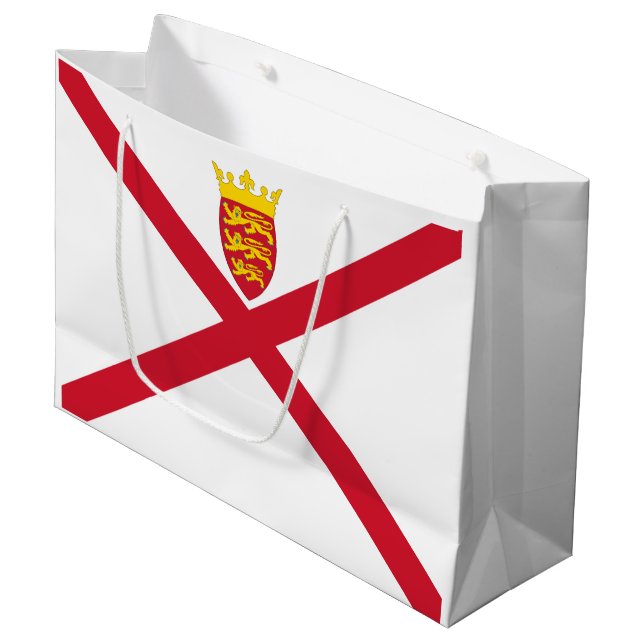 Jersey-Flagge Große Geschenktüte (Vorderseite Schrägansicht)