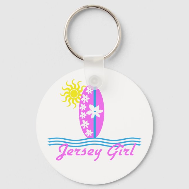 Jersey Girl Baby Bodysuit Pink Surfboard W/Sun Schlüsselanhänger (Vorderseite)