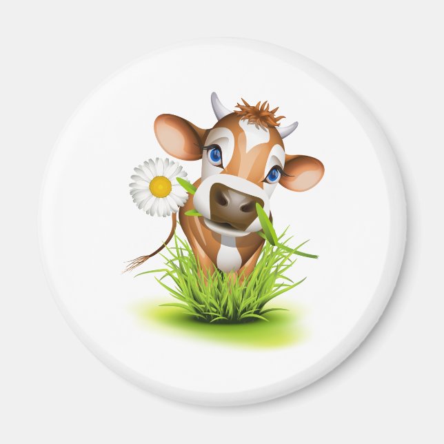 Jersey-Kuh im Gras Magnet (Vorne)