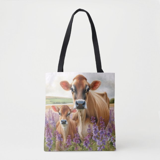 Jersey Kuh und Calf Wildblume (Vorderseite)