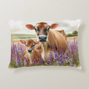 Jersey Kuh und Calf Wildblume Dekokissen