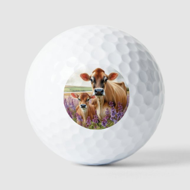 Jersey Kuh und Calf Wildblume Golfball (Vorderseite)