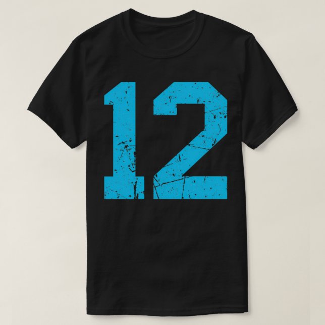 Jersey Lucky Number #12 Sports Uniform Sky Blue Vi T-Shirt (Design vorne)