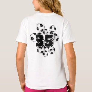 Jersey Nummer auf der Gruppe der Fußballbälle T-Shirt