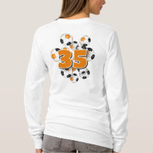 Jersey Nummer auf Gruppe der Fußball-Bälle orange