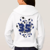 Jersey Nummer auf Gruppe der Fußballbälle blau