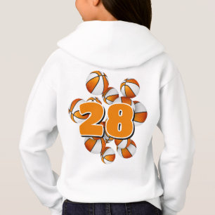 Jersey-Nummer geclusterte orangefarbene weiße Bask Hoodie