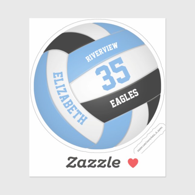 Jersey-Nummer lch blauer schwarzer Volleyball für  Aufkleber (Blatt)