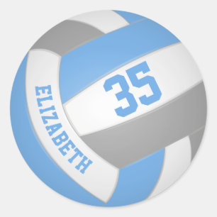 Jersey-Nummer lt blauer grauer Volleyball Runder Aufkleber