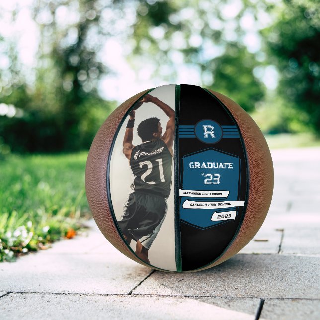 Jersey-Nummer | Monogramm des blauen Abschlusses Basketball (Von Creator hochgeladen)