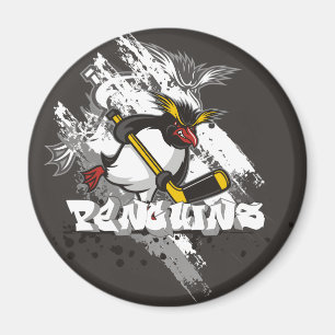 Jersey Penguins Graffiti Round Magnet
