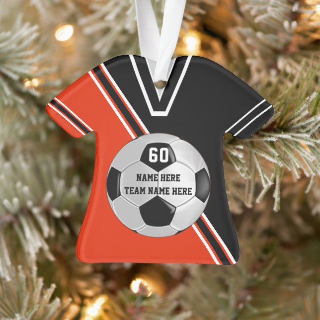 Jersey Personalisiert Soccer Ornaments Orange, Whi Ornament (Baum)