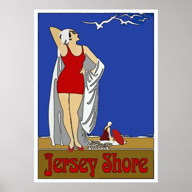 Jersey Shore Art Deco Vintag Poster (Vorne)