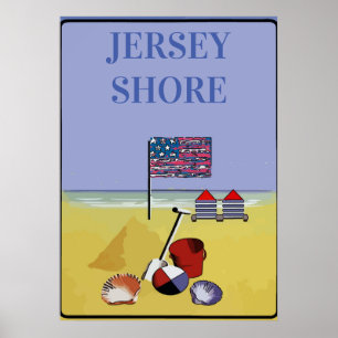 Jersey Shore Beach Vintag Style Poster