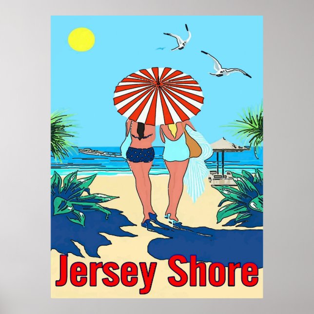 Jersey Shore, Gals on Beach Poster (Vorne)