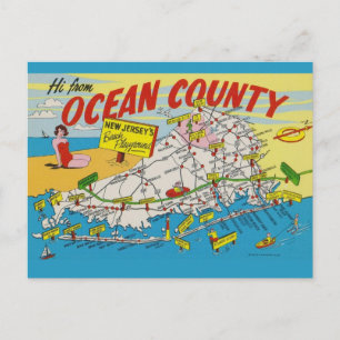 Jersey Shore Illustriert Map Postkarte