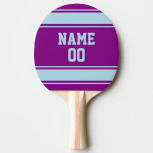 Jersey Style Lila und Light Blue Personalisiert Tischtennis Schläger