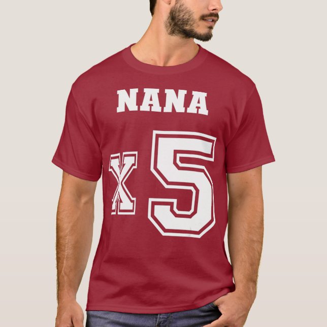 Jersey Style Nana x5 x 5 Großkinder Proud Mama T-Shirt (Vorderseite)