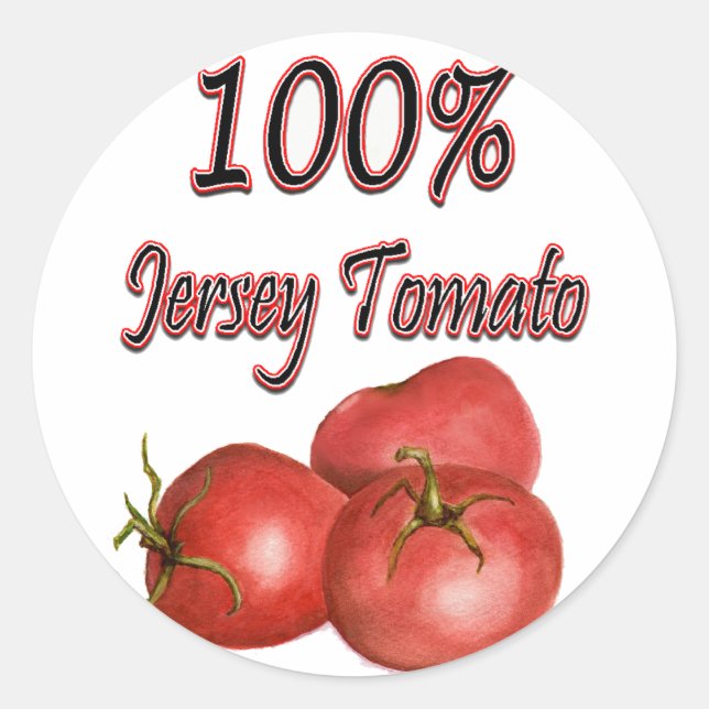 Jersey Tomaten 100% Runder Aufkleber (Vorderseite)