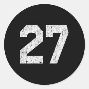 Jersey Uniform Number 27 Athletic Style Sports Runder Aufkleber