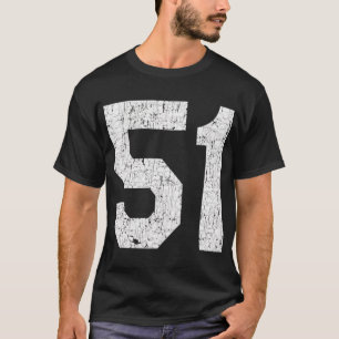 Jersey Uniform Number 51 Athletic Style Sports T-Shirt