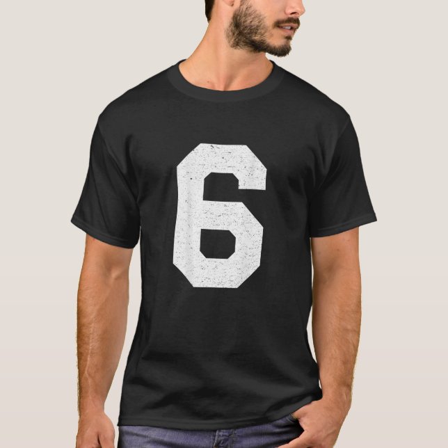 Jersey Uniform Number 6 Blockschrift T Shirt (Vorderseite)