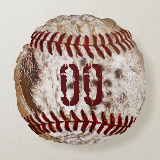 Jersey-ZAHL runde schmutzige Baseball-Kissen Rundes Kissen (Vorderseite)