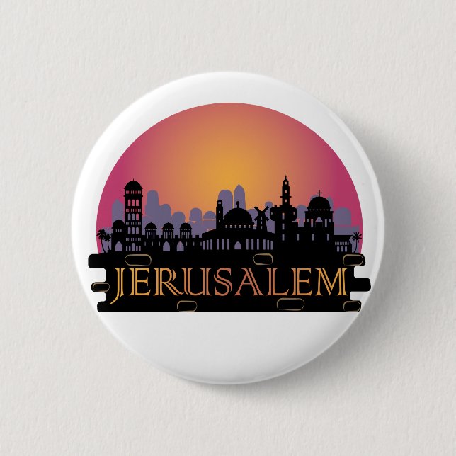 Jerusalem Alte Stadt Skyline - Israel Reisen Button (Vorderseite)
