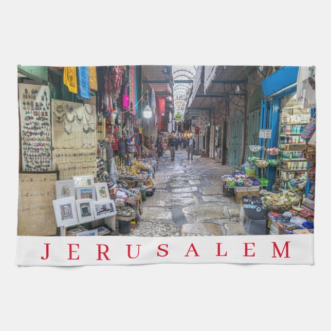 Jerusalem Altstadt Aussicht Teetuch Geschirrtuch (Horizontal)