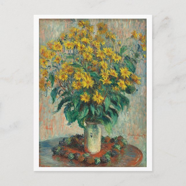 Jerusalem Artichoke Blume Gemälde von Monet Postkarte (Vorderseite)