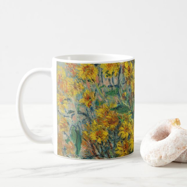 Jerusalem Artichoke Blume von Claude Monet Kaffeetasse (Mit Donut)