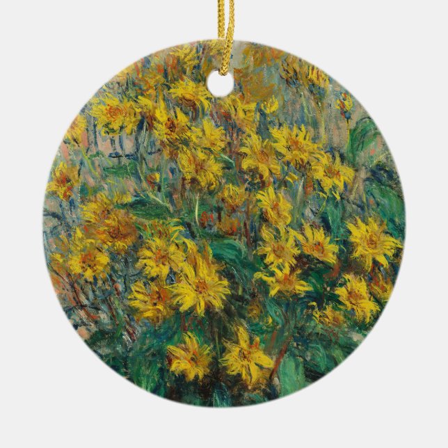 Jerusalem Artichoke Blume von Claude Monet Keramik Ornament (Vorne)