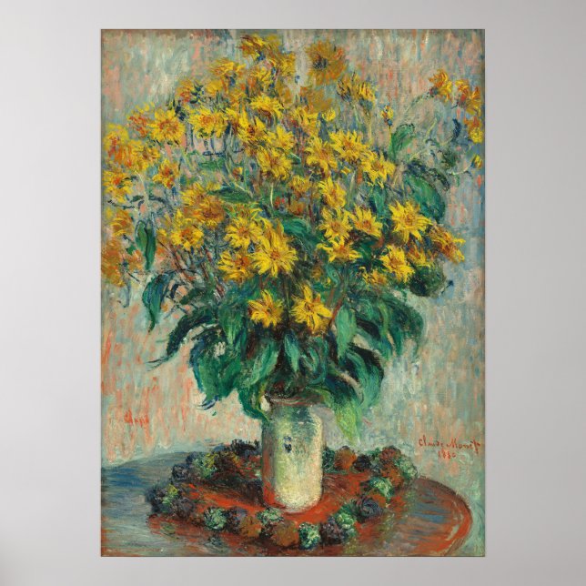Jerusalem Artichoke Blume von Claude Monet Poster (Vorne)