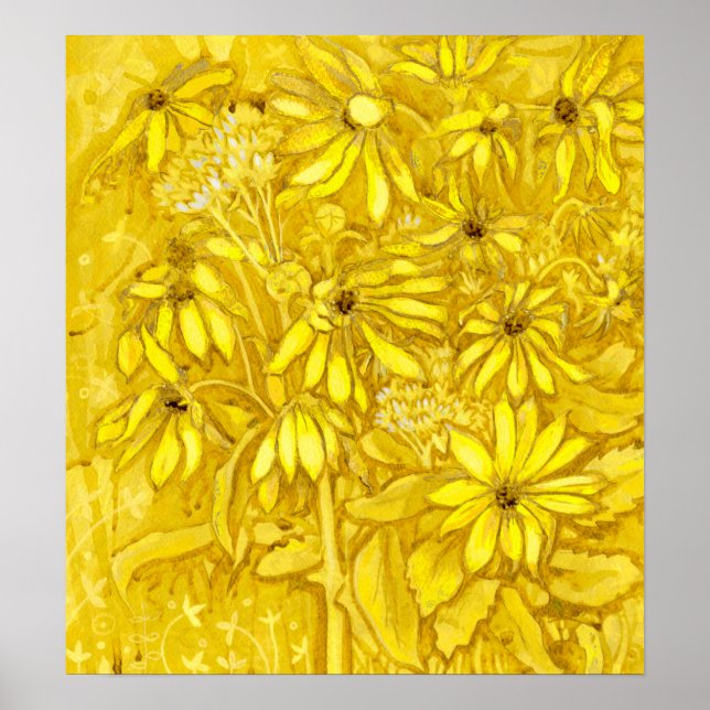 Jerusalem Artichokes Summer Blume Floral Golden Poster (Vorne)