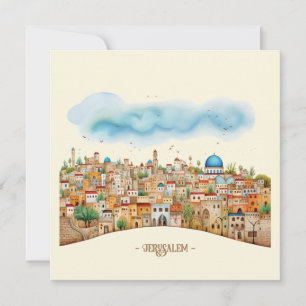 Jerusalem City Illustration Feiertagskarte