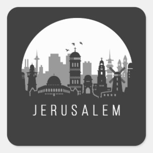 Jerusalem City Skyline Quadratischer Aufkleber