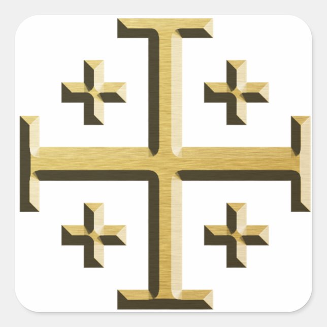Jerusalem Cross - Gold Beveled Edition Quadratischer Aufkleber (Vorderseite)